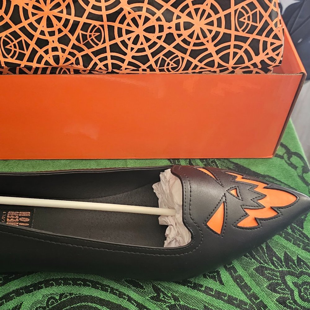 Strange Cvlt Dagger Jack flats in Black/Orange 13